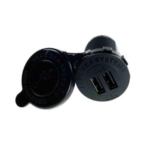 Blue Sea Systems 1045B-BSS  Black 12/24V DC Dual USB Charger 4.8A with Intelligent Device Recognition