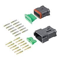 Deutsch 12 Pin Connector Kit DT06-12SA-CE10 and DT04-12PA-CE02 Complete With Wedgelocks & Terminals