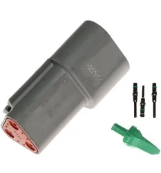 Deutsch DT Series 3 Way Receptacle Connector Kit  DT04-3P-CE02 with pins and wedge
